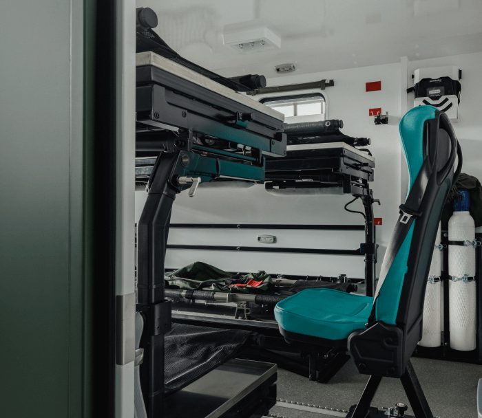 Optimized space inside the ambulance